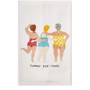 Mudd Funny Hand Towel Retro with Colorful Swimsuit Design "Summer Bod Ready"
